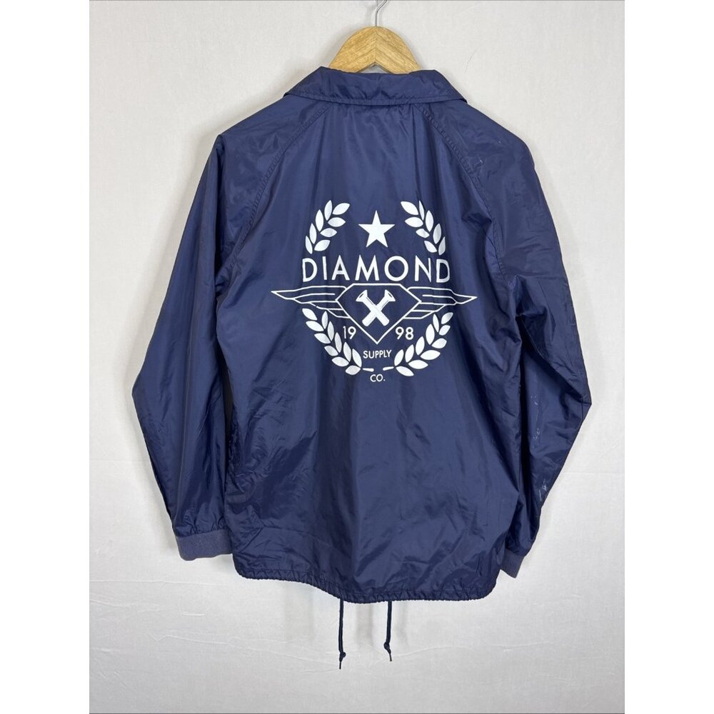 Diamond Supply Co Coach Jacket Mens M Blue Skate Windbreaker Logo